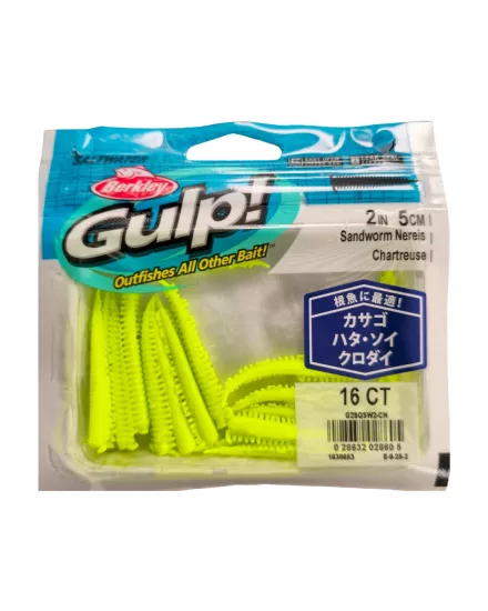 Berkley SW Gulp Sand Worm Nereis Chartreuse